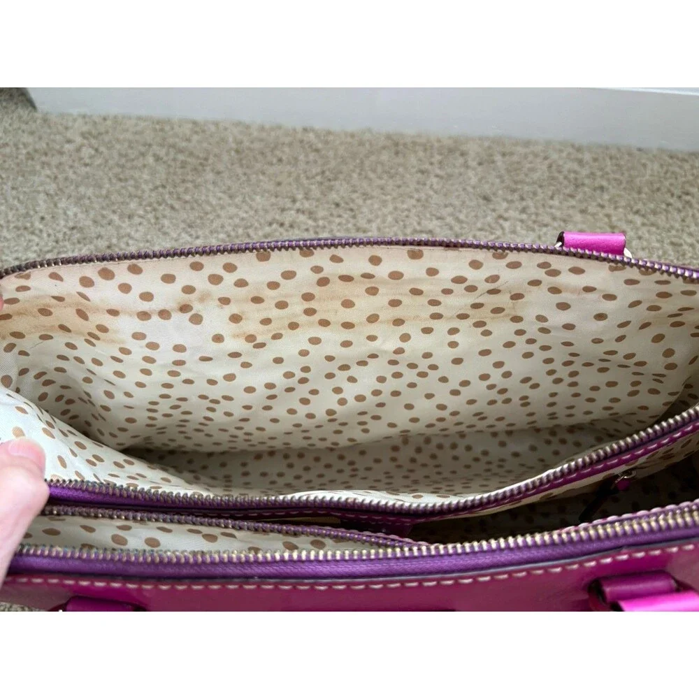 Kate Spade New York Wellesley Leather Tote Bag Fuchsia Pink Large Zippered Top
